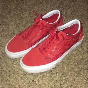 red holographic checker vans
